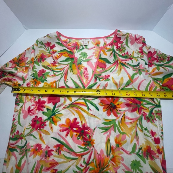 J. Crew Women’s Tunic Top Swim Cover Pink Floral Gauze Size Medium - Picture 6 of 6